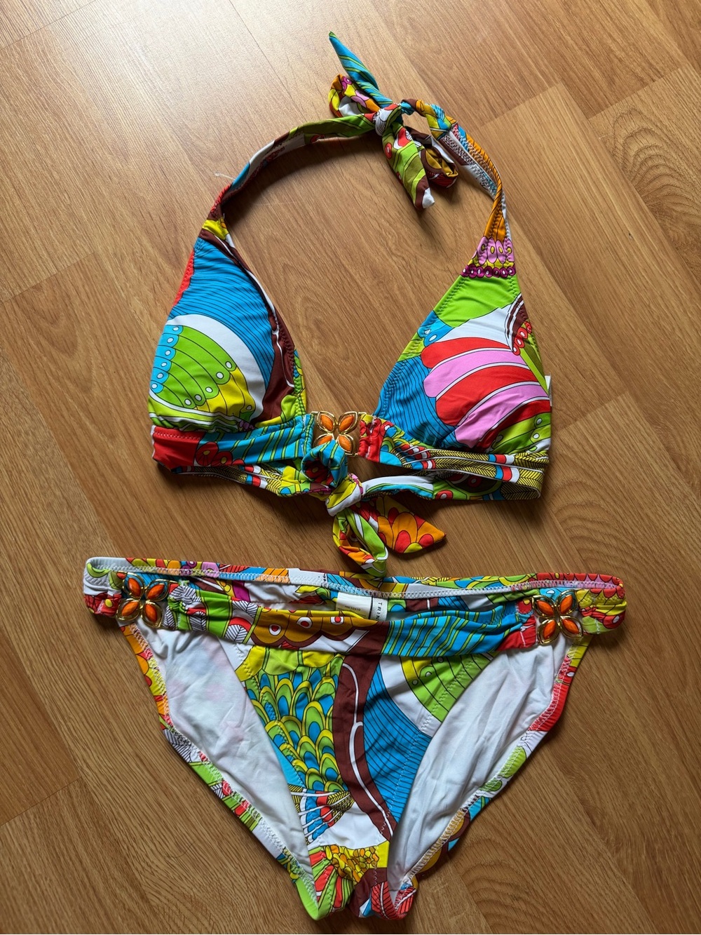 Trina Turk Multi-Color Tropical Print Bikini Top